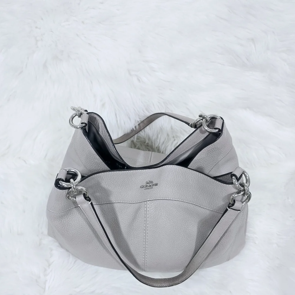 Coach Lexy Shoulder Beige Leather Purse